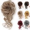 Synthetic Messy Curly Hair Tie with Elastic Band Black Gold Synthetic High Temperature Fiber Women Bun Hairpieces