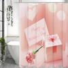 Happy Mother's Day Pink Greeting Card Gift Carnation Shower Curtain, Bathroom Decorative Shower Curtain, Waterproof Shower Curta