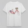 Women's Trend Unique Classic T-Shirt USA Flag Bicycle With Flowers Cotton Tee