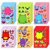 Boutique 6 Little Monster Diy Face Changing Puzzle Stickers Children'S Classroom Enlightenment Interactive Handmade Waterproof Stickers