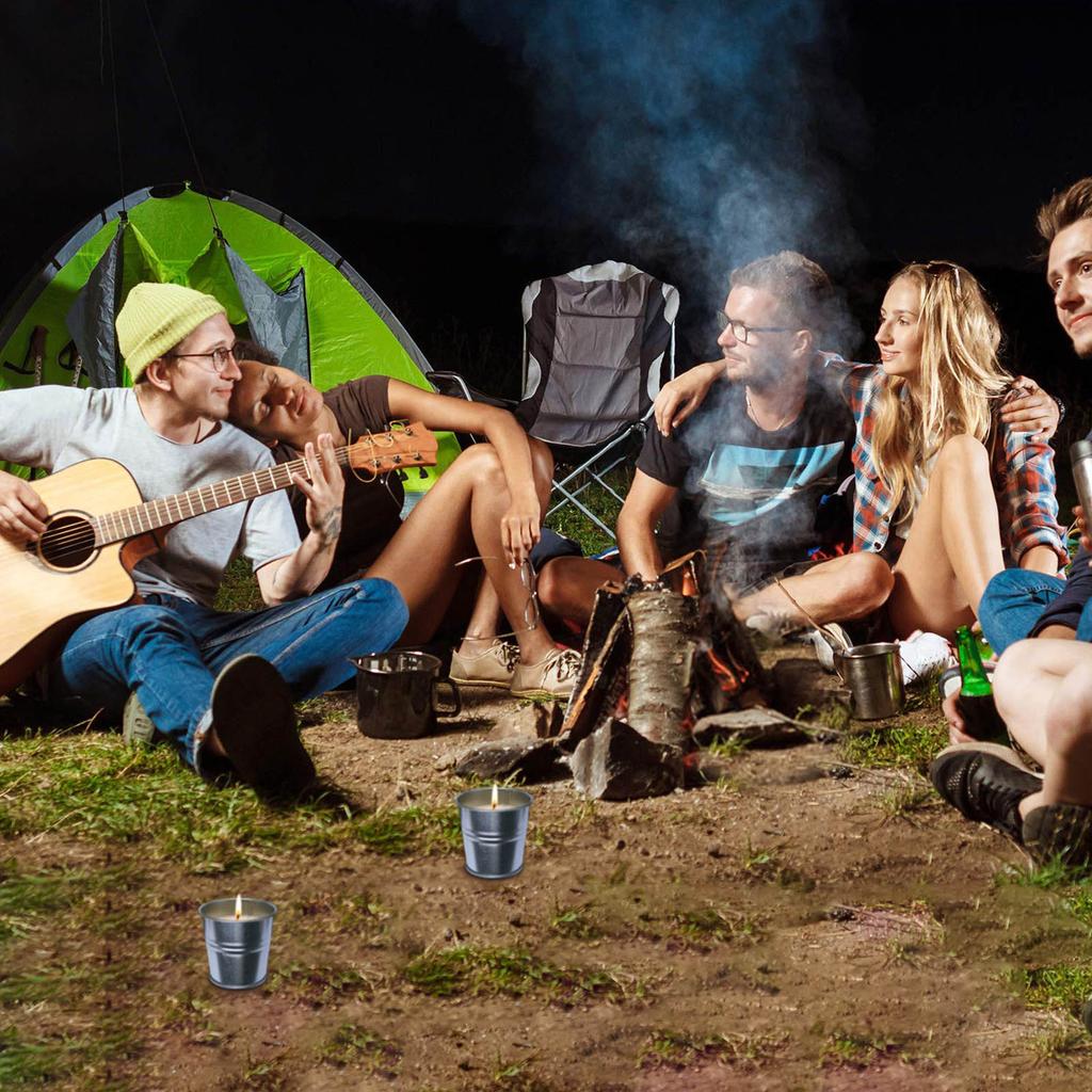 Set of 2 Relaxing Candle Tins Bucket Designs Citronellas Candle Skeeter Repellents Wax Candle Hausware Indoor Candle