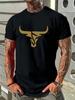 2024 New Summer Daily Casual Men's T-shirt Outdoor Street Men Fashion Short-sleeved Top 3D Bull Head Print Men's T-shirt