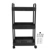 Rolling Storage Cart Plastic Black Large Capacity Easy To Install 3 Tier Utility Cart for Bedroom