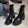 Martin Boots Children's New Autumn and Winter Black High Heels Thick Heel Short Boots Retro Thick-soled Thin Boots