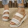 Fashion 2025 New Fashion Height-increasing and Wear-resistant Casual and Fashionable Fish-mouth Slippers Woven with Hemp Rope