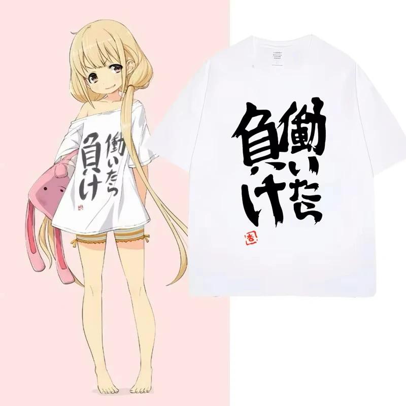 Anime Futaba Anzu Same Print T Shirt Chinese Word Cosplay Style T Shirts Fashion Summer Women Tees Streetwear
