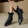 2025 Модные женские ботильоны, сексуальные, осень-зима, с острым носком, на высоком каблуке, из натуральной кожи, повседневные черные туфли, размер 35-40