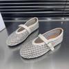 Fashion Women's Flat Sandals Blingbling Crystal Mesh Women's Ballet Flats Buckle Strap Mary Jane Shoes Size35-42