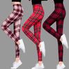 Milk Silk Sanding Plaid Stretch Leggings Outer Wear Thin High Waist Feet Tight