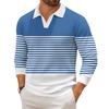 Men's Casual Fashion Printed Lapel Long-sleeved Knitted Bottoming Shirt Top