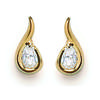 [E9101] - Gold-plated Earrings 'Câlin' Golden White - 6x13 Mm