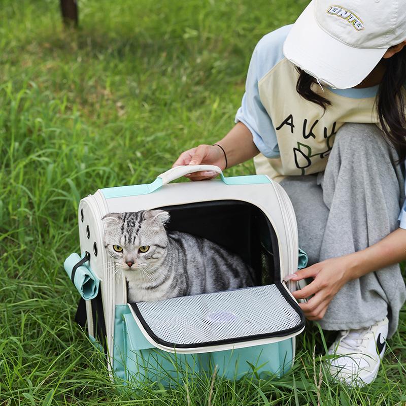 Foldable Cat Backpack Large Capacity Cat Strap Backpack Adjustable Strap Pet Outdoor Travel Ventilation Cat Backpack
