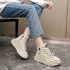 Fashionable Versatile High Top Shoes Women's Autumn New Round Toe Shoes Thick Soled Height Increasing Casual Comfortable Flats