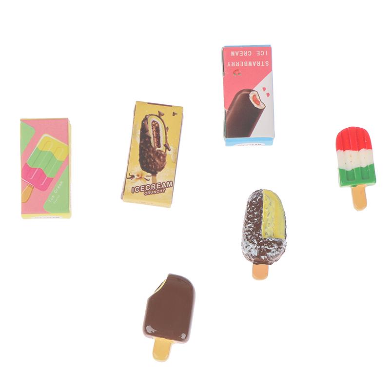 1Set 1:12 Dollhouse Mini Rainbow Ice Cream Chocolate W/Packaging Box Decor Toy