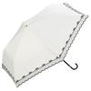 World Party Folding Umbrella Case Blackout Ribbon Lace OF Parasol, Umbrella, Off-White, White, 55cm, Women's, Included, Scallop, Mini, 801-146