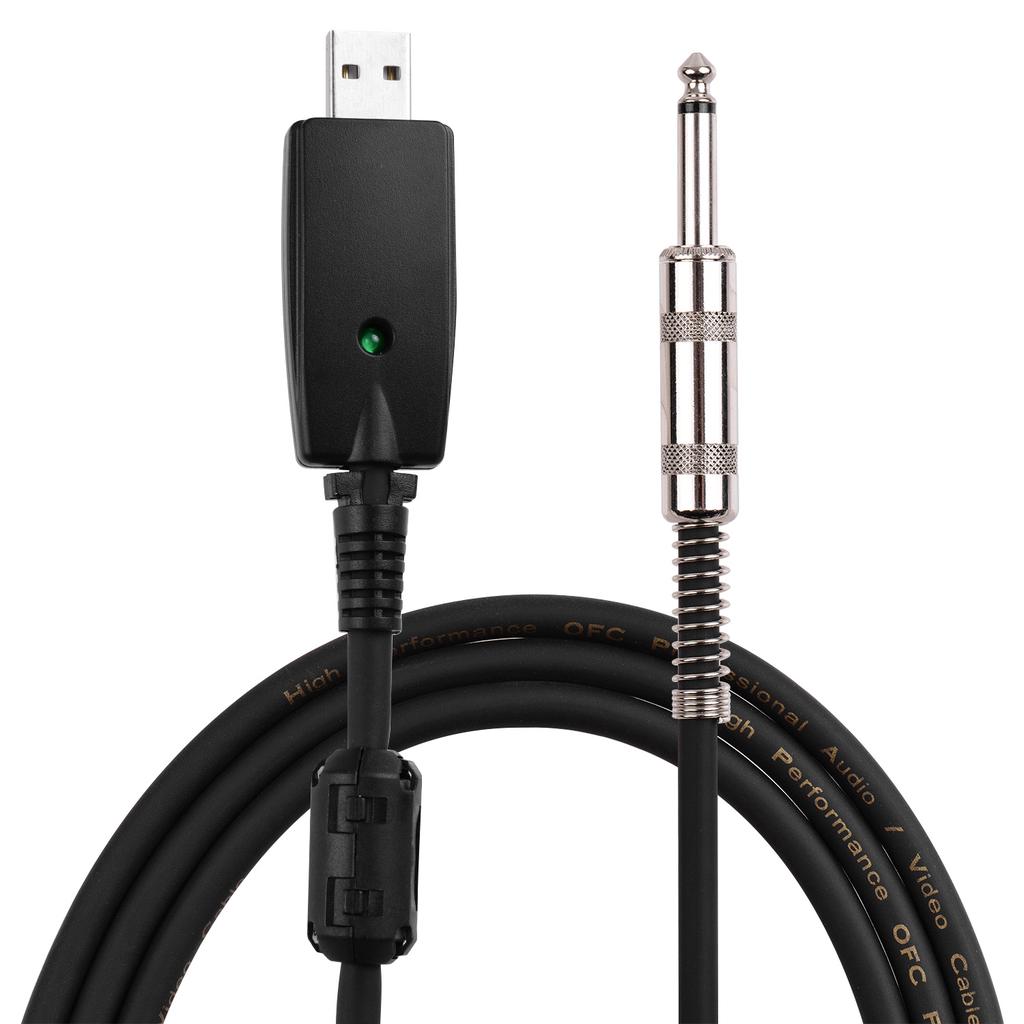 USB Guitar Andio Cable USB Male Interface To 6.35mm (1/4inch) Mono Electric Guitar Connection Cable