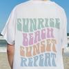 Sunrise Beach Sunset Repeat Twist Letter Prints Womens Cotton Short Sleeve Summer Breathable All-math Tops Loose Woman T-Shirts