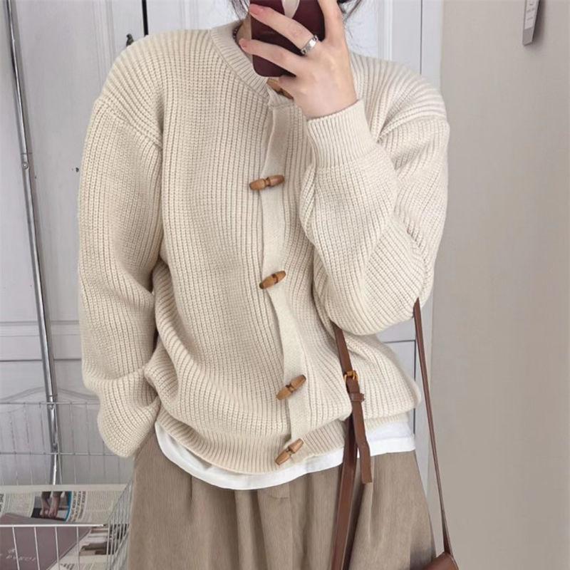 Vintage Cardigan Literature and Art Small Fresh Knitted Shirt Coat Round Neck Cardigan Western Versatile College Sweater Women