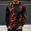 Flame Men's Subculture Style 3D Print T Shirt Fashion Casual Tee Outdoor Holiday Long Sleeve Crew Neck Shirt Spring Fall Clothing Apparel