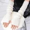 White Lolita Style Long Fingerless Gloves Women Winter Arm Warmer Knitted Arm Sleeve Casual Soft Punk Gothic Mittens