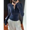 Women's Long Sleeved T-shirt Base Shirt Button Up Top