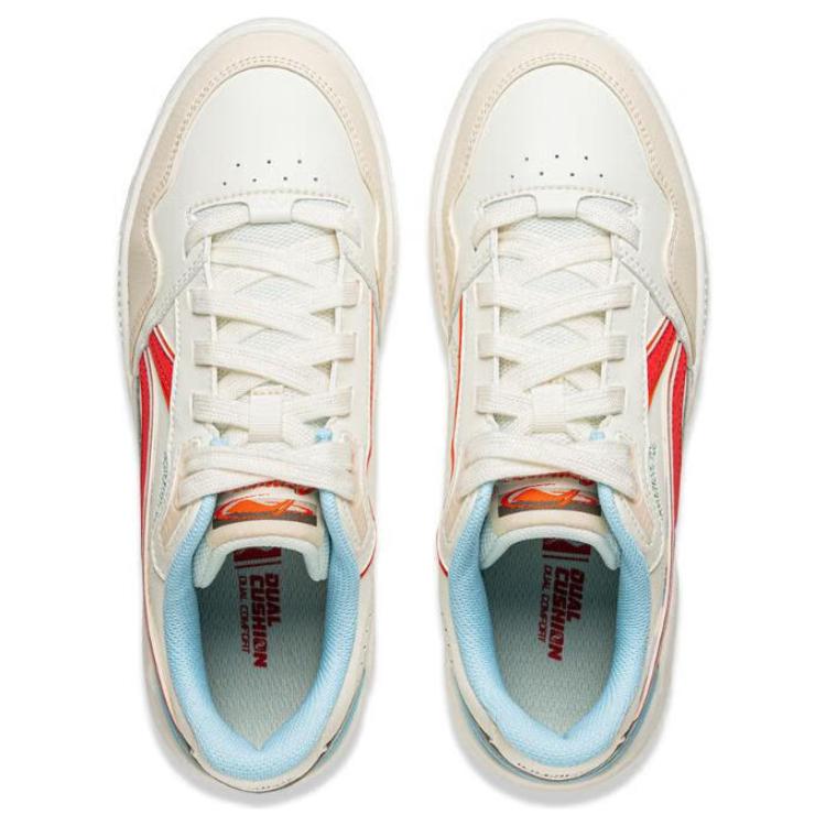 Li Ning Common 80s Classic Fashion Retro Versatile Thick Sole Comfortable Non-Slip Wear-Resistant Low-Top Skate Shoes Women Sneakers AGCV024-2