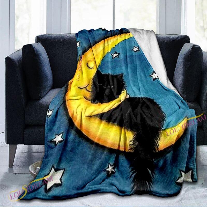 Cartoon Cute Cat Pattern Blanket Warm Blanket Super Soft Flannel Blanket Plush Bed Blanket for Adults and Children Bed or Sofa