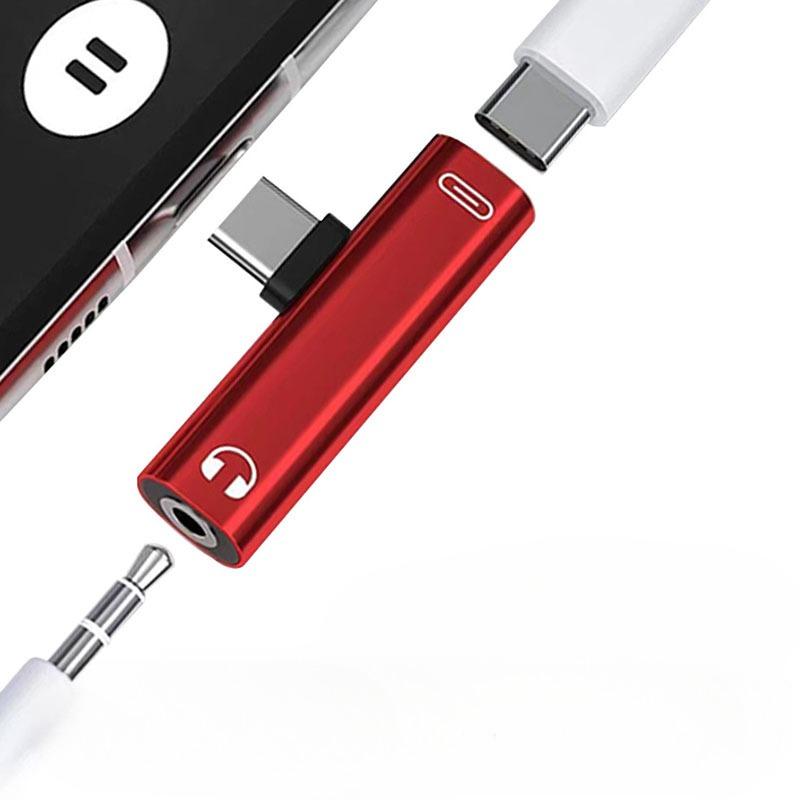 Type-c 2-in-1 Adapter 3.5mm Headphone Audio Adapter T-shaped Charging Listening