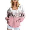 Women's Long Sleeve Printed Sweatshirt Long Sleeve Pocket Jacket Zipper Hoodie Coat  Autumn