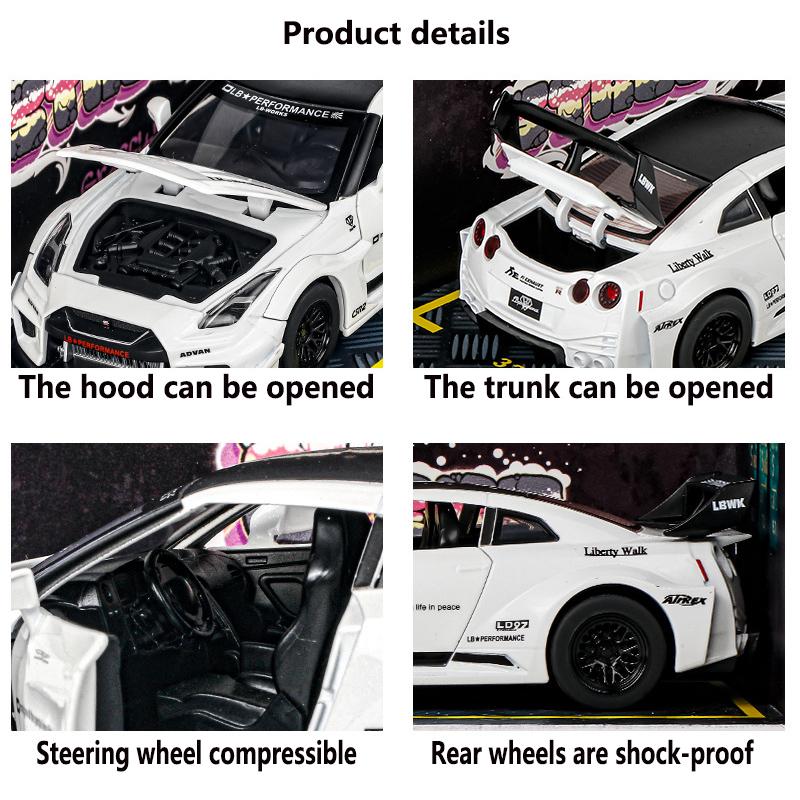 1/32 Nissan GTR CSR2 Skyline Ares Alloy Car Model Diecast Metal Toy Vehicles High Simulation Pull Back Collection Kids Toys Gift