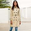 Spring Long Trench Coat for Women Casual Windbreaker Jacket Double Breasted Lapel Belted Windproof Female Overcoat Office 860101