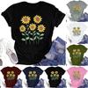 Women's Casual Round Neck Floral Print Short Sleeve T-Shirt Top