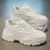 Fashion Platform Women's New Spring Autumn White Casual Chunky Sport Shoes Mesh Leather Sneakers