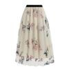 Embroidered Mesh Retro Butterfly Skirt Spring Summer New Elegant Mid Length A-line Skirt QT2460