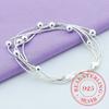 925 Sterling Silver Five Snake Chain Bracelet Smooth Bead Silver Bracelet Fashion Women Wedding Engagement Jewelry