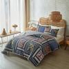 3pcs Set Ultrasonic Wash Cotton Printed Pastoral Quilted Bedspread Soft Breathable Bedsheet with 2 Pcs Pillowcase
