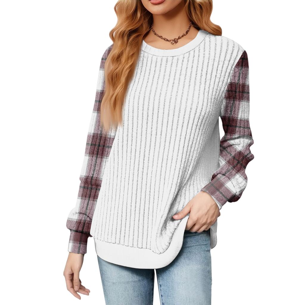 Fashionable Women's Long Sleeved Lightweight Sweater Loose Round Neck Top