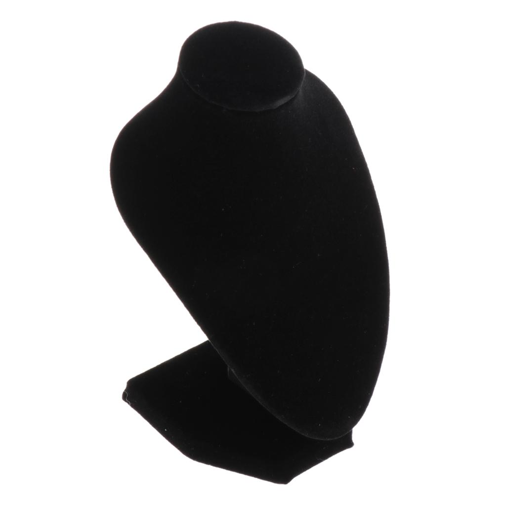 Velvet Necklace Bust Display Stands Pendant Chain Jewelry Rack Black