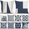 New Nordic Blue Simple Bedside Back Linen Cotton Linen Sofa Square Polyester Linen Pillow Cushion Cover