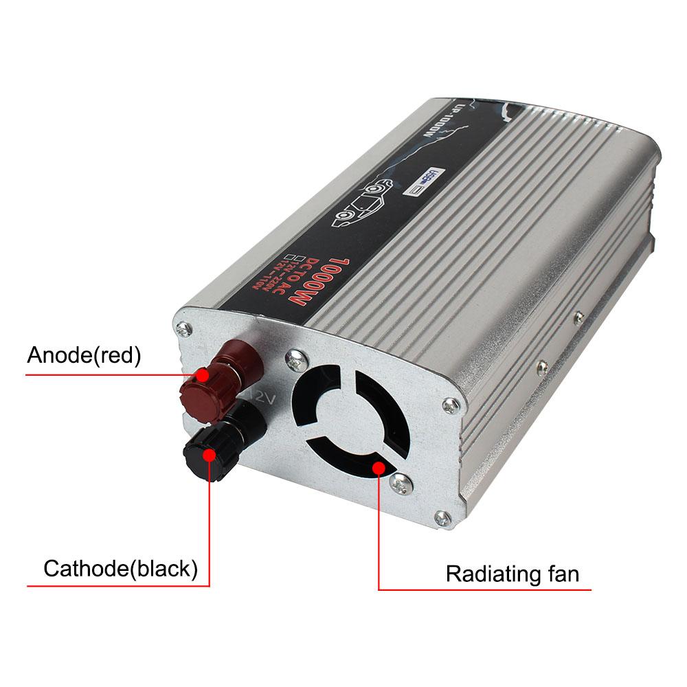For Car Home Laptop Truck Solar Car Inverters 1000W 12V To 110V 220V Pure Sine Wave Power Inverter USB Interface Electronic Voltage Transformer
