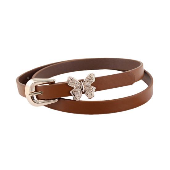 Imitation Leather Women Belt Butterflies Buckle Adjustable Length Waist Band Dress Shirt Tops Versatile Belt