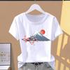 (Asian Size) Graphic Tee Casual T Clothing Print 90s Trend Watercolor Female Casual Women's Top Fashion Short Sleeve T-shirt