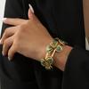 Elegant Green Floral Open Cuff Bracelet for Women
