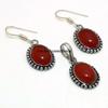 Серьги-подвески из стерлингового серебра 925 пробы с красным яшмовым камнем PES-S62