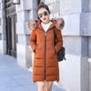 Women Fall Winter Down Cotton Parkas Jacket Coat Long Hooded Fur Collar Full Sleeve Zipper Pocket Thick Solid Color Outwear
