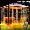 300Leds Solar Curtain String Lights Outdoor Waterproof Garden Decoration Fairy Garland 8 Lighting Modes Christmas Lighting