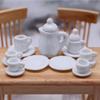 Dollhouse Miniature Accessories Miniatures Stuff Realistic Mini Tableware Tea Cup Set Teapot Plates Porcelain DIY Decor Ornament for Kitchen Party