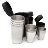 4Pcs/set Stainless Steel Hip Flask Cup Portable 30Ml/70Ml/150Ml Wine Cups with Leather Case Outdoor Tableware Mini Coffee Tea Beer Cup