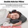 Memory Foam Neck Pillow With Holes And Noise Cancelling Earphones Comfortable Ear Protection Pillowcase For Sound Reduction Ideal For Travel And Rest