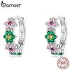 Женские серьги BAMOER из стерлингового серебра 925 пробы с нежным блестящим розовым цирконом и цветами, модные ювелирные изделия